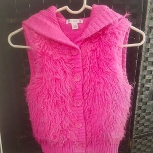 Girls' Pink Faux-Fur Button Vest - Unknown Brand
